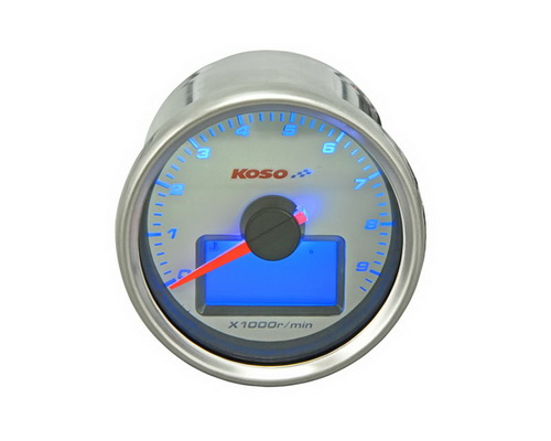 Otáčkomer Koso GP Style II - 9.000 RPM biely podklad,modre podsvietenie