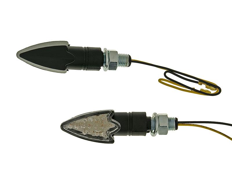 Smerovky  M10 LED čierna Arrow číre sklo 