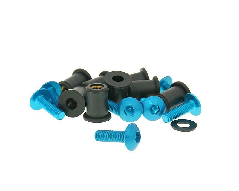 Skrutky a matice hliníkové  M5x16 modre - 8 kusov 