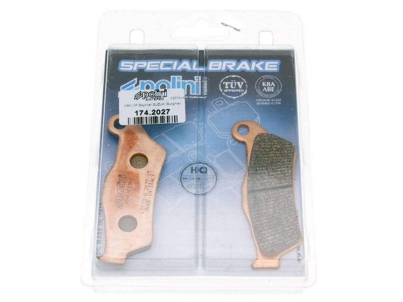 Obrázok z brzdové platničky Polini sintered pre MBK Skyliner, Yamaha Majesty, Piaggio X9, Gilera Nexus, GP800, Suzuki UH Burgman 125, 150