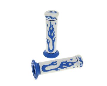 Obrázok z gripy - rukoväte riadidiel sada Flame biela farb., modrá f.