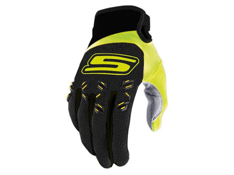 Obrázok z MX rukavice homologované S-Line, čierna / fluo žltá - veľkosť L