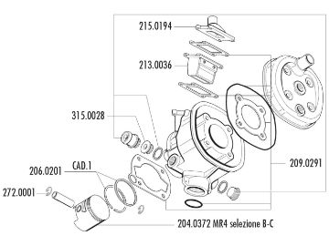 Obrázok z piest - sada Polini 70cc 47mm (B) pre Malaguti Dune 50, Minarelli MR4