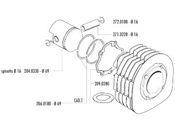 Obrázok z Piestny čap Polini 16x54mm pre Ape MPM 600, MPR 500, 600 MPV