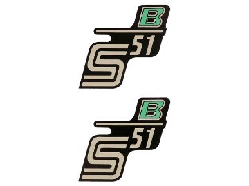 Obrázok z fólia s logom / samolepka S51 B čierno-jasno-zelená 2 kusy pre Simson S51