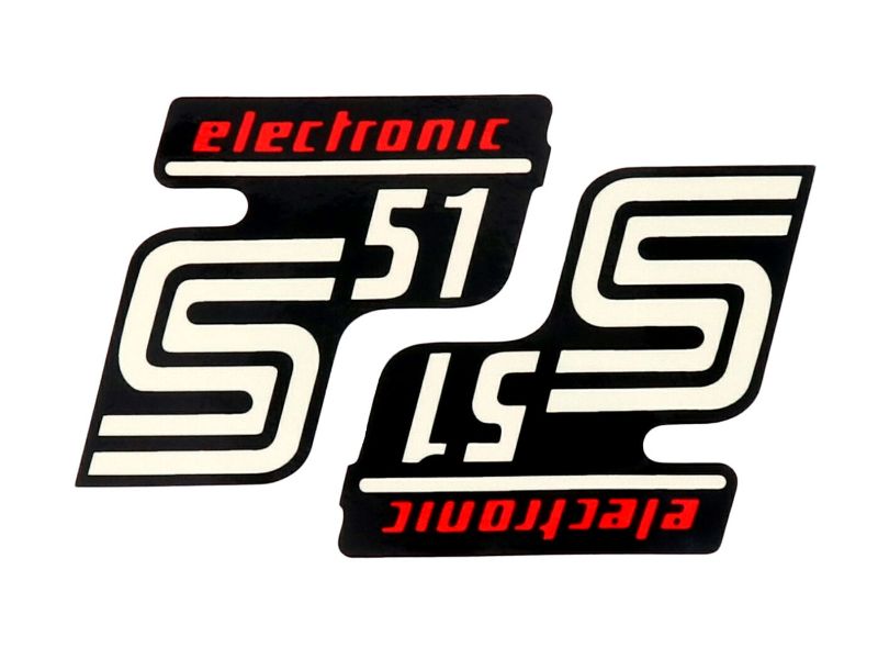 Obrázok z Nápis - emblem - samolepka S51 Elektronik čierna f.-červená 2 ks pre Simson S51