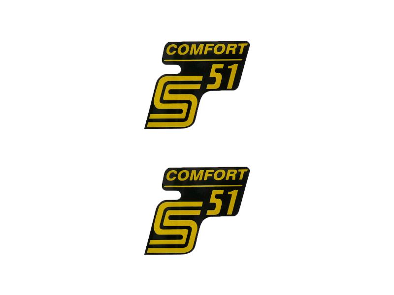 Obrázok z Nápis - emblem - samolepka S51 Compret čierna f.-žltá farba 2 ks pre Simson S51