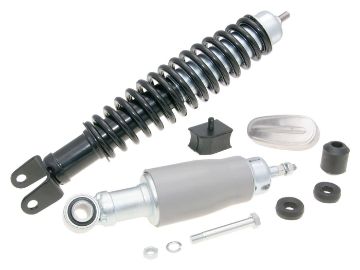 Obrázok z tlmiče sada predný a zadný  čierna farba / šedá pre Vespa Primavera, ET3 125, Vespa 50, PK50