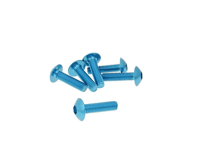 Obrázok z skrutky kapotáže inbus aluminum modrá farba - sada 6 ks - M5x20