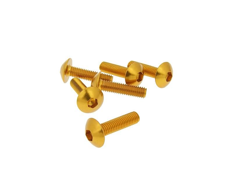 Obrázok z skrutky kapotáže inbus aluminum zlatá farba - sada 6 ks - M5x20