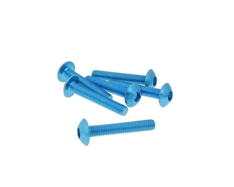Obrázok z skrutky kapotáže inbus aluminum modrá farba - sada 6 ks - M5x30