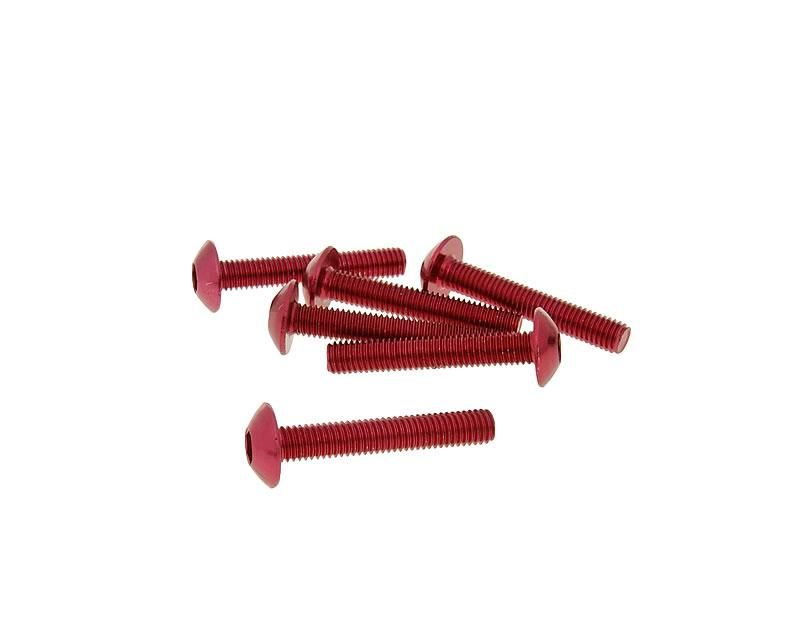 Obrázok z skrutky kapotáže inbus aluminum červená farba - sada 6 ks - M5x30