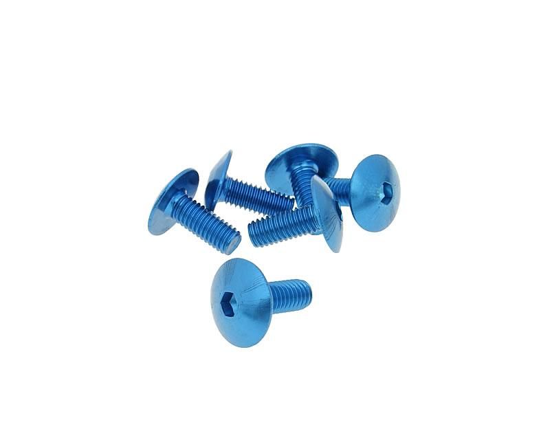 Obrázok z skrutky kapotáže inbus aluminum modrá farba - sada 6 ks - M6x15