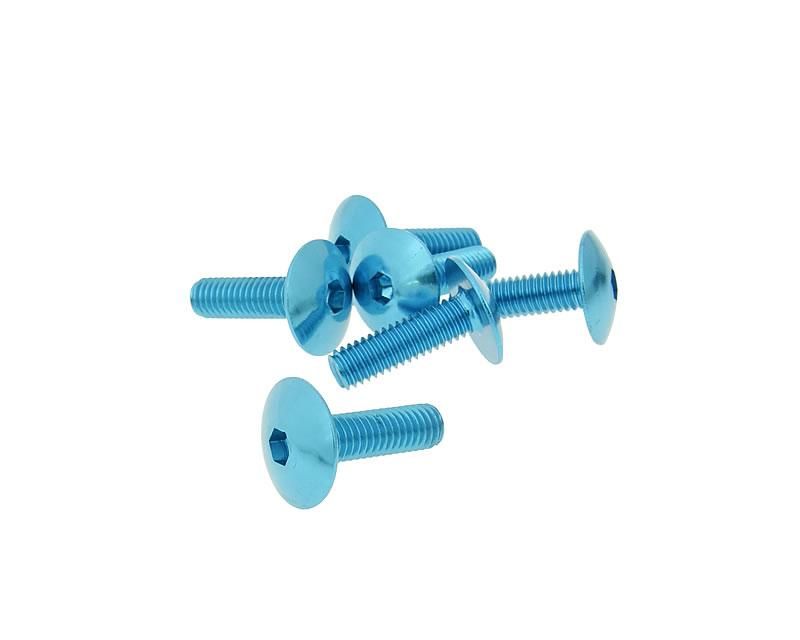 Obrázok z skrutky kapotáže inbus aluminum modrá farba - sada 6 ks - M6x20