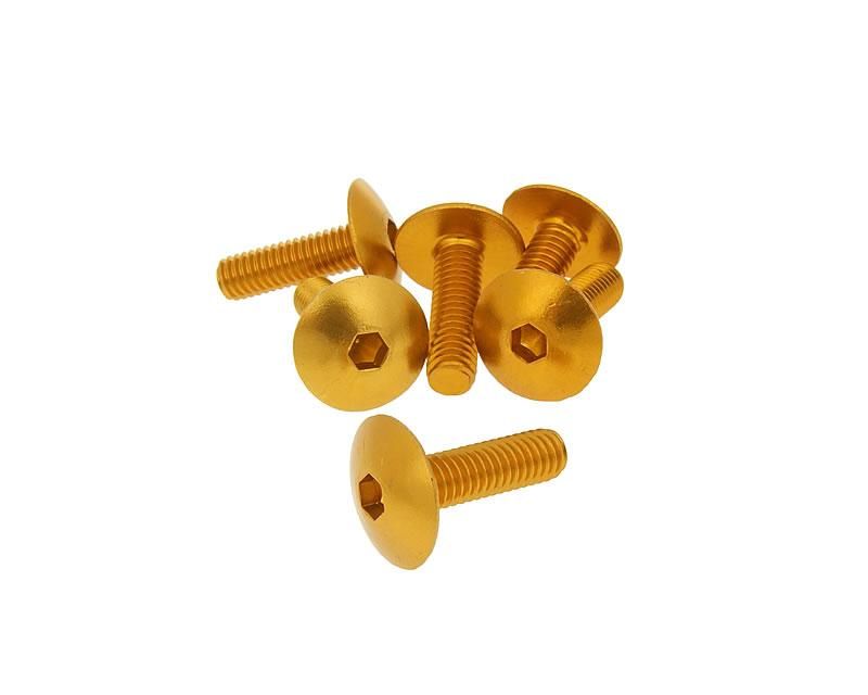 Obrázok z skrutky kapotáže inbus aluminum zlatá farba - sada 6 ks - M6x20