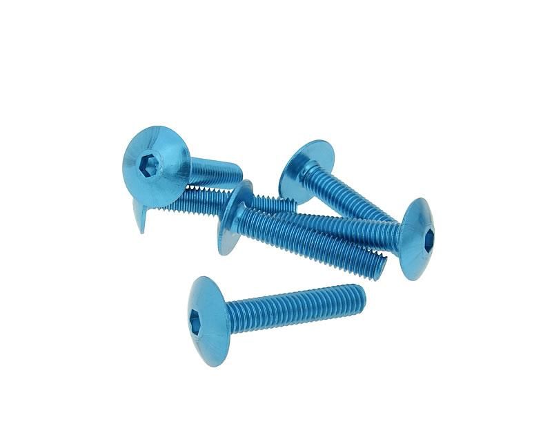 Obrázok z skrutky kapotáže inbus aluminum modrá farba - sada 6 ks - M6x30