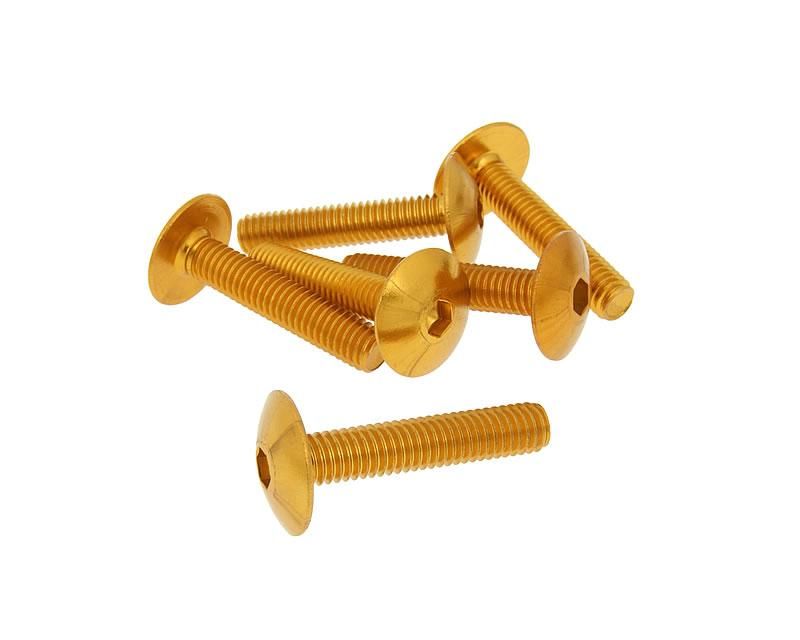 Obrázok z skrutky kapotáže inbus aluminum zlatá farba - sada 6 ks - M6x30