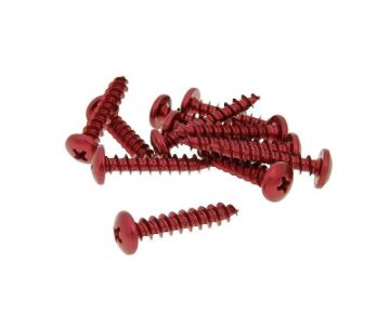 Obrázok z skrutky kapotáže aluminum červená farba - sada 12 ks - M6x30