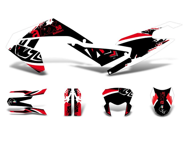 Obrázok z Nálepka/polep sada čierna f.-biela farb.-red leskl. pre Aprilia RX50 2018- Euro4