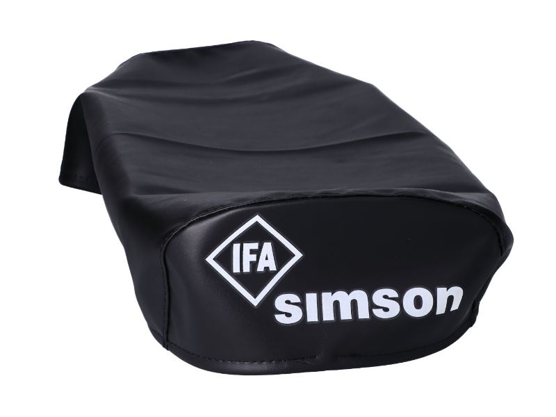 Obrázok z poťah sedadla čierna farba s logo pre Simson S50, S51, Schwalbe KR51/1, KR51/2, Sperber SR4-3, Habicht SR4-4