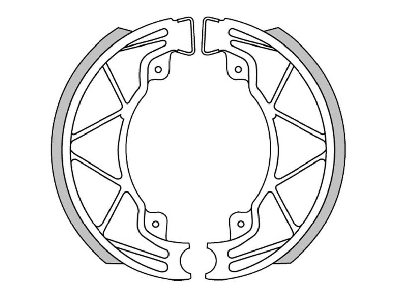 Obrázok z brzdových pakne Polini 140x25mm s pružinami pre bubnovú brzdu pre Piaggio 125 Fly, Liberty, Hexagon, Vespa Primavera