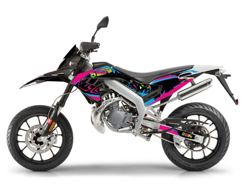 Obrázok z Nálepka/polep sada čierna f.-ružová f.-modrá farba matná pre Aprilia SX50 2018- Euro4
